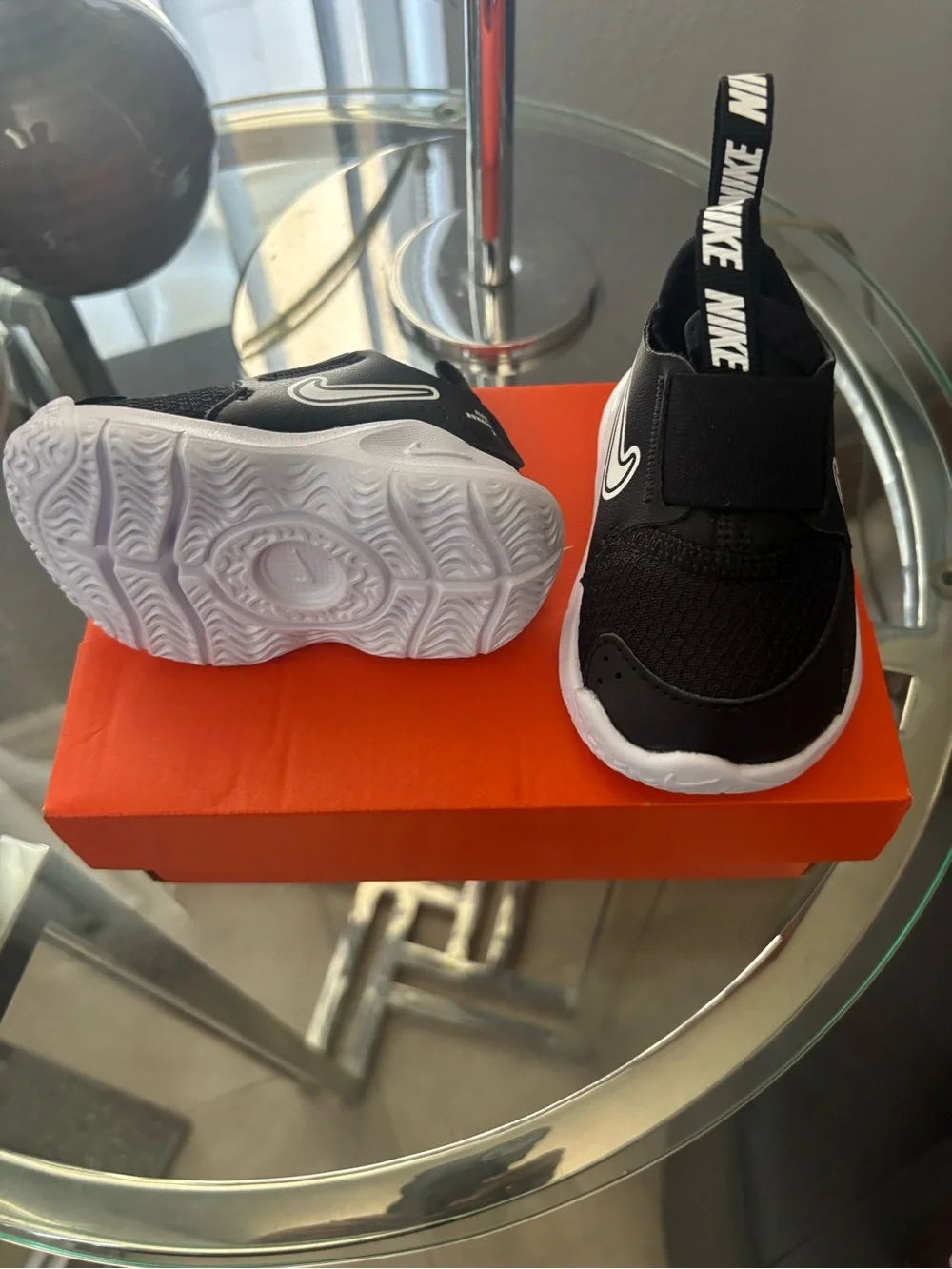 Nike Kids Black and White Hook-and-Loop Slip-On Sneakers